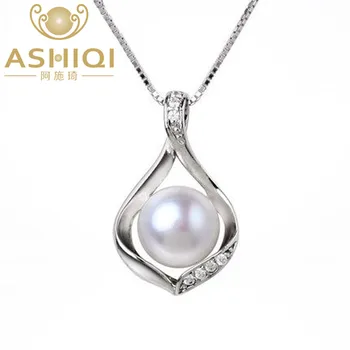 

ASHIQI Real Natural Freshwater pearls necklace & Pendants 925 sterling silver 9-10mm pearl jewelry