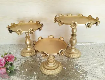 

Free shipping Gold or white 3pcs/sets iron metal cake stand cake pan West pallet wedding decoration