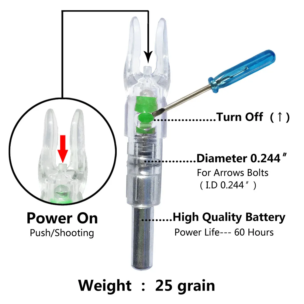 3/6 шт. стрельба из лука освещенная стрелка носовой тетива активированный светодиодный стрелка хвостами для ID6.2mm стрелка вал