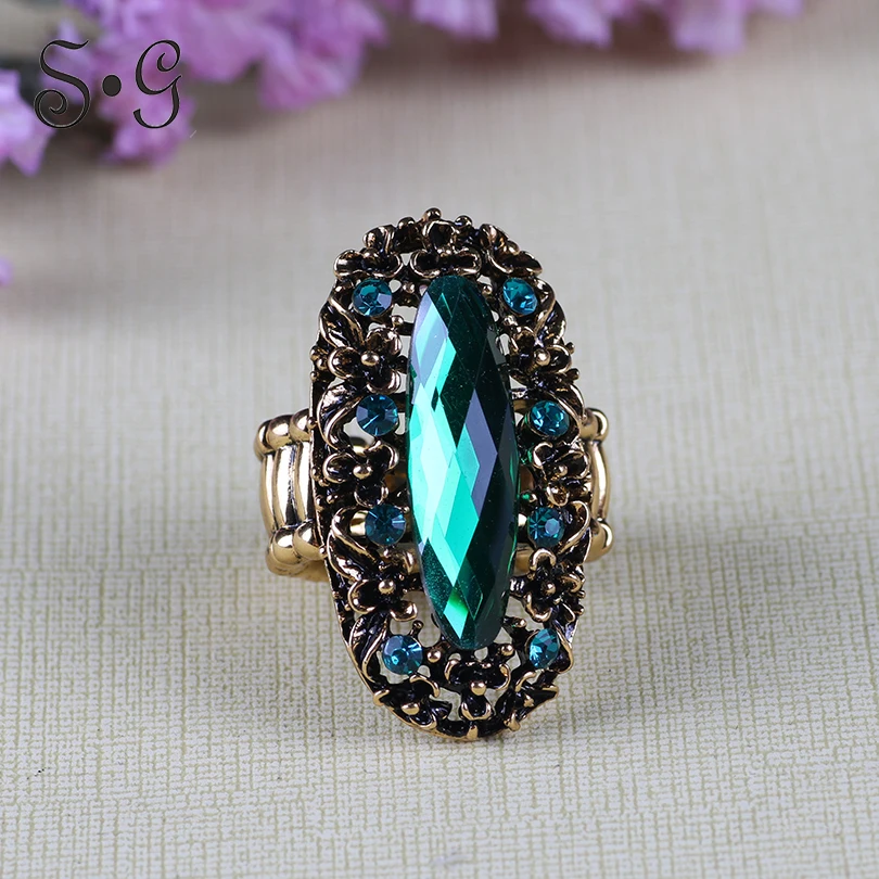 

Vintage Women Ring Ethnic Style adjusted muslim Ring for women Wedding Bridal Party Islam Fashion Jewelry resin Oval Big Rings