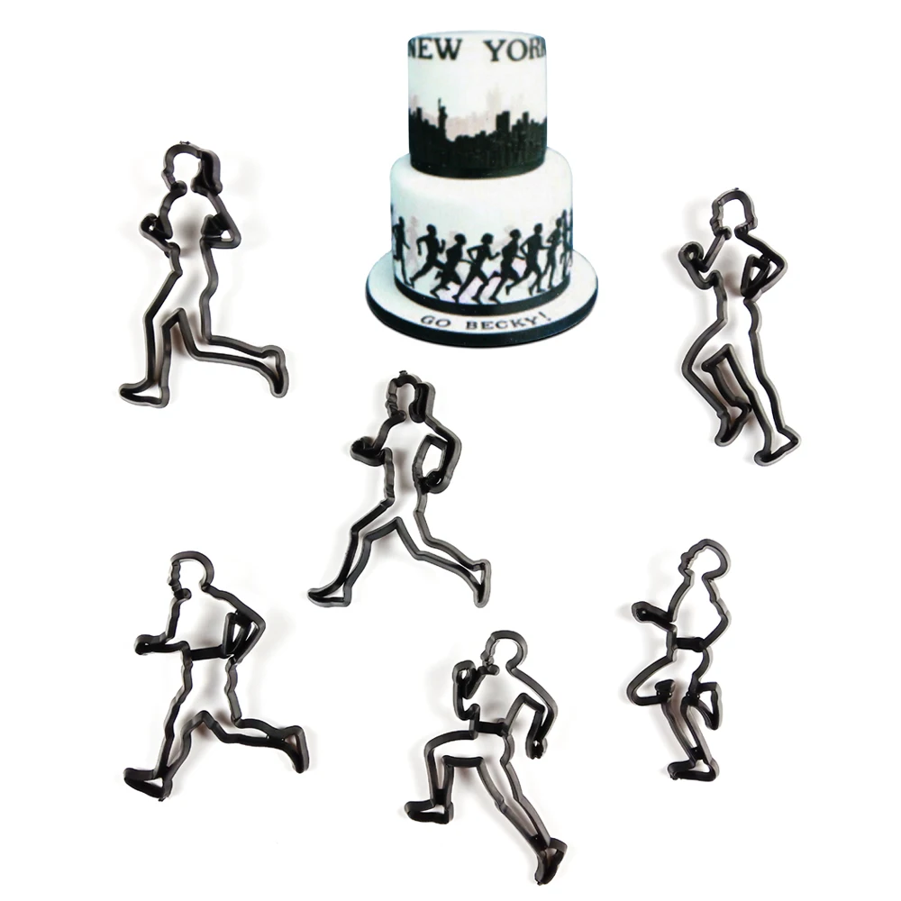 

6PCS/SET Running Theme Cookie Cutter Plastic Run Sports Fondant Biscuit Mold Cutter Sugarcraft Cake Mold Cake Decorating Tools