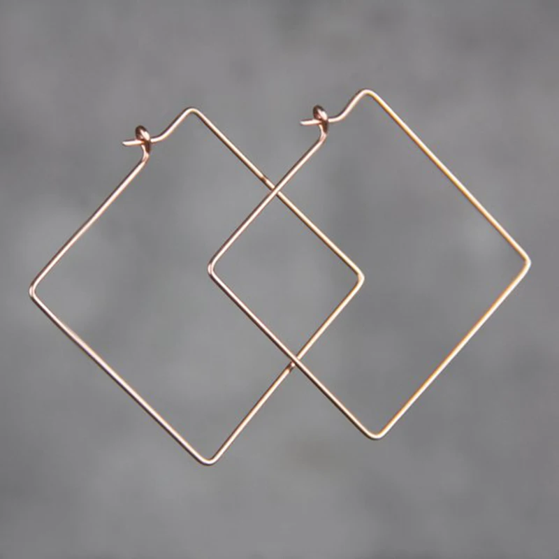 

PINJEAS handmade extra square large hoop thin Earrings plain big minimalist lightweight statement oorbellen jewelry
