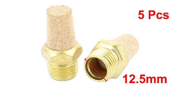 5Pcs 12.5mm Thread Dia Brass Air Pneumatic Noise Reduce Filter Exhaust Muffler