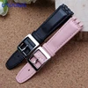 High Quality 17mm 19mm Waterproof Genuine Leather Watch Strap Band Black Brown White With Clasp for swatch wathcband ► Photo 3/5