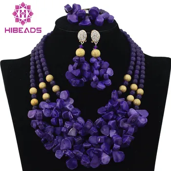 

Purple Nigerian Coral Beads Bridal Jewelry Sets Latest African Nigerian Coral Beads for Wedding Free Shipping CNR331