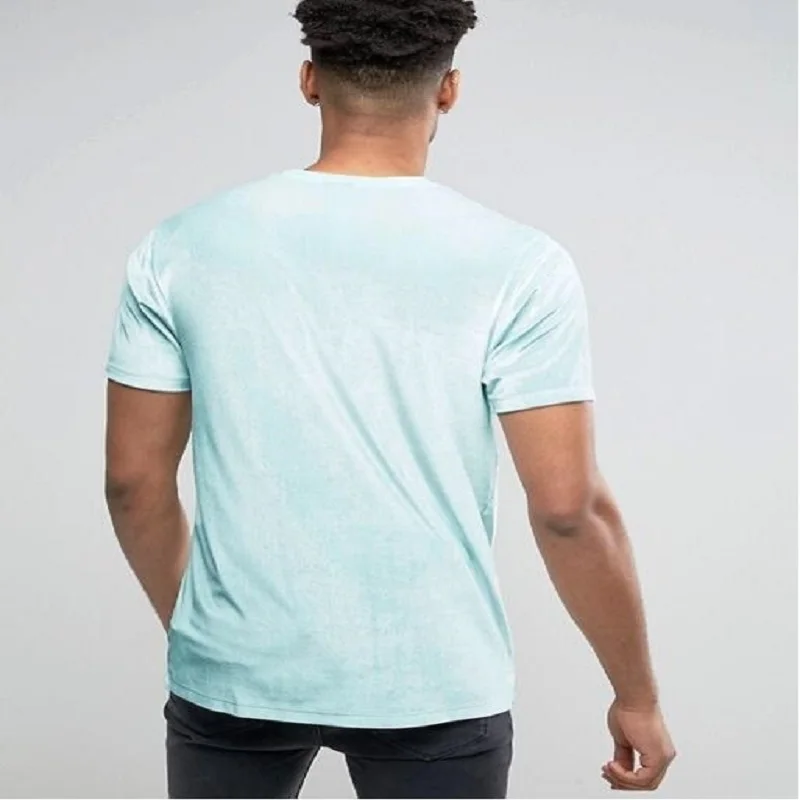 Новое поступление мужские модные футболки с o-образным вырезом из вельветовой ткани Топы свободные стильные однотонные летние велюровые Kanye Swag мужские футболки