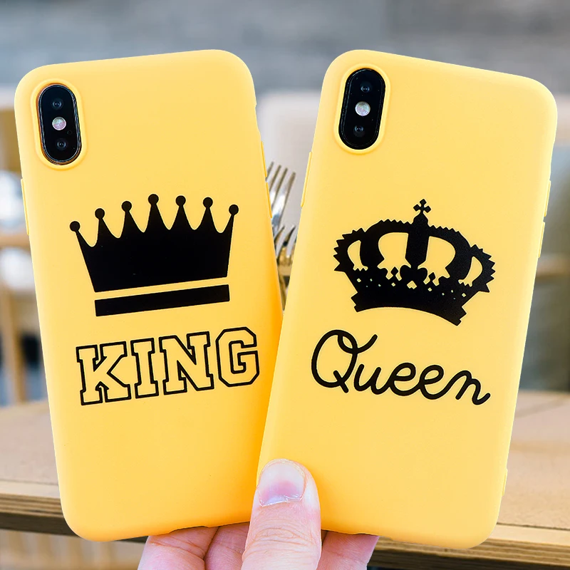 Пара телефонные чехлы для iPhone X XS MAX XR 6 s 7 8 плюс встроенная Мода чехол queen King Мягкие