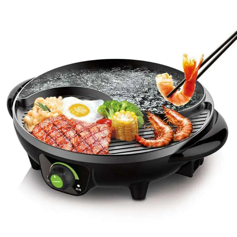 1600W Multifunction Electric Hot Pot Barbecue Machine Two In One Non