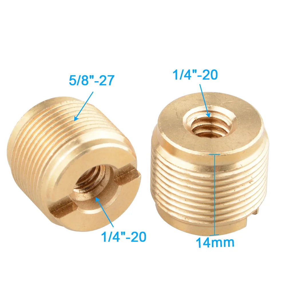  2PCS Mic Stand Adapter Thread Screw Brass Microphone Tripod Stand Holder 1/4 inner and 5/8 outer Th