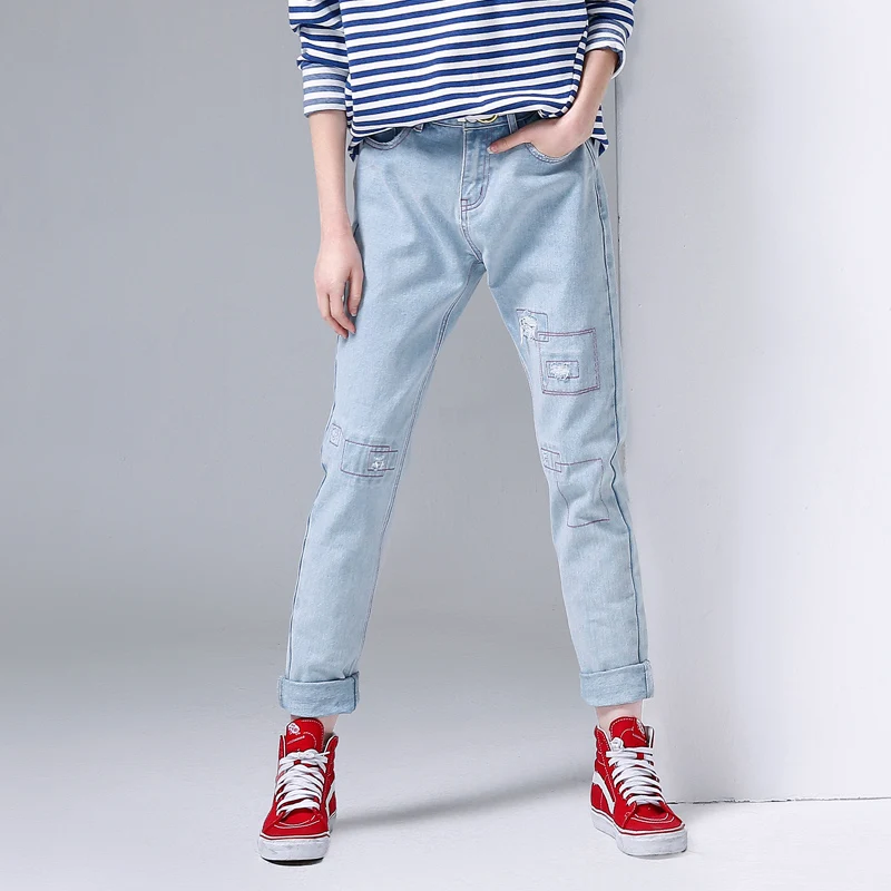Toyouth женские рваные джинсы модные джинсовые джинсы в стиле пэчворк женские свободные шаровары верхняя одежда