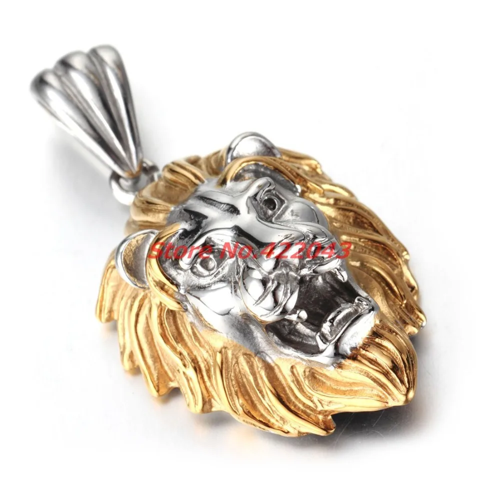 Hip hop Style Accessories Fashion Men's Boy's Jewelry Casting Silver Gold Color Lion Head Pendant Stainless Steel Necklace Gift Hip hop Style Accessories Fashion Men's Boy's Jewelry Casting Silver Gold Color Lion Head Pendant Stainless Steel Necklace Gift