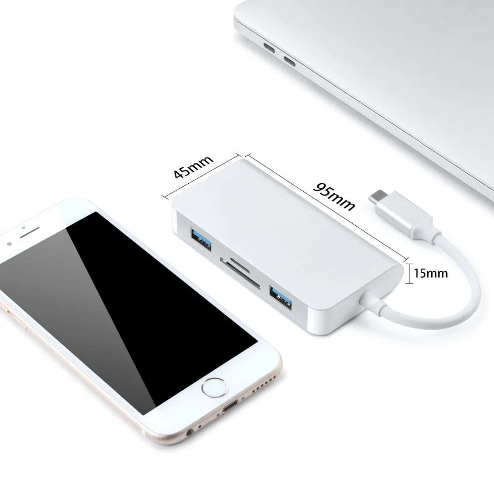 Многофункциональный 6 в 1 Тип C док-станция USB 3,0 с Мощность адаптер RJ45 TF/SD кард-ридер для Macbook Pro samsung huawei с Тип-C концентратор USB