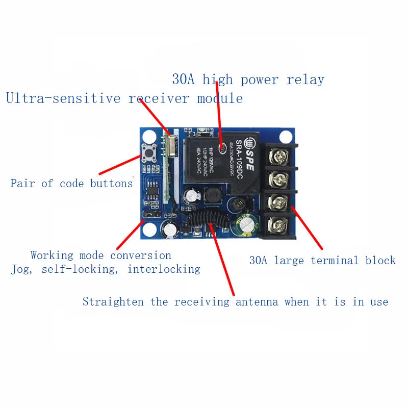 DC 12V 24V 36V 48V Smart 1CH 30A беспроводной пульт дистанционного управления выключатель