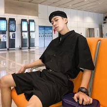 Новая мужская одежда стилист волос Модные свободные летние комбинезоны с коротким рукавом костюмы