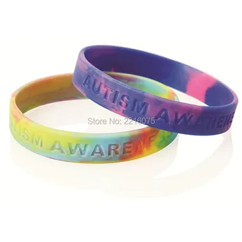 

300pcs debossed logo swirl Autism Awareness Medical Alert wristband silicone bracelets free shipping by DHL express
