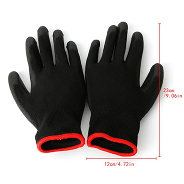 1 пара нейлоновые ПУ покрытые ладоней защитные рабочие перчатки садовые Захваты строители - Цвет: Black 8