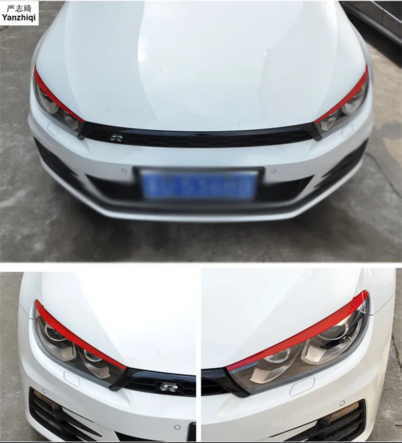

ABS Chrome 2pcs/lot Car body head front Eyebrow/trim light lamp frame sticker car styling for 2009-2017 Volkswagen VW Scirocco
