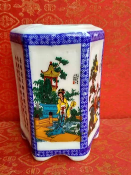 

Antique porcelain pen six angle six angle four methylene blue pen Home Furnishing accessories free shipping