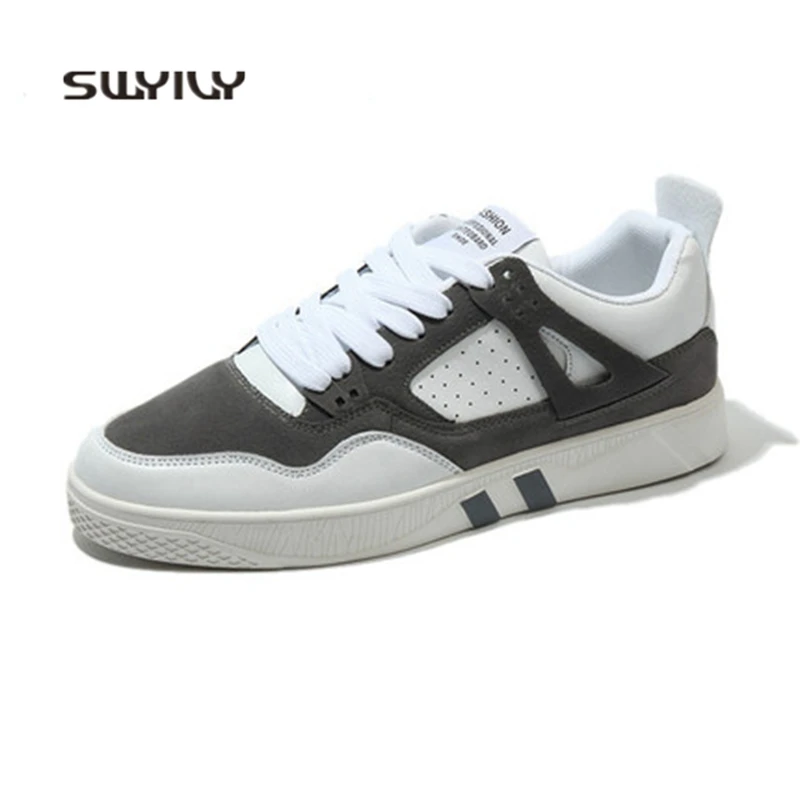 SWYIVY Men Skateboarding Shoes Colorblock Flat Heel Men Sneakers 2018 New Breathable Hard-wearing Males Skateboard Shoes