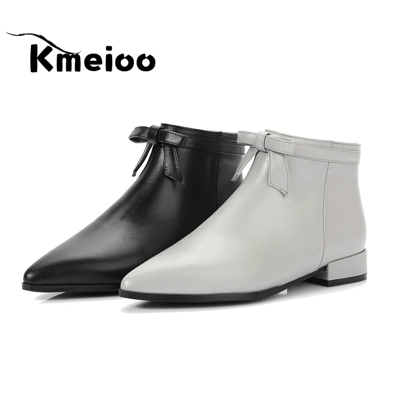 

Kmeioo US Size 5-15 2018 New Fashion autumn and winter new bow tie banquet fashion zipper bare foot boots