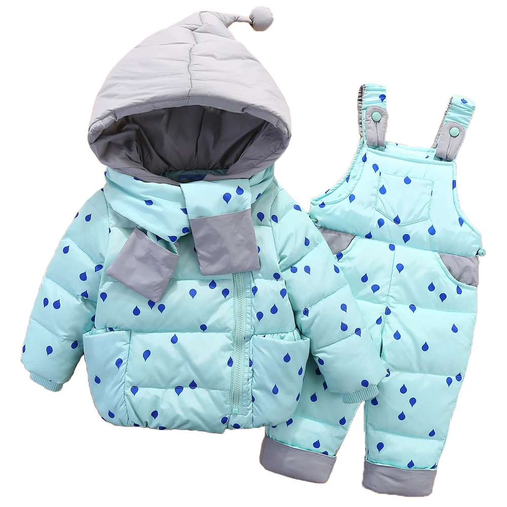 Winter Children Duck Down Jacket For Boys Girls Kids Clothing Set