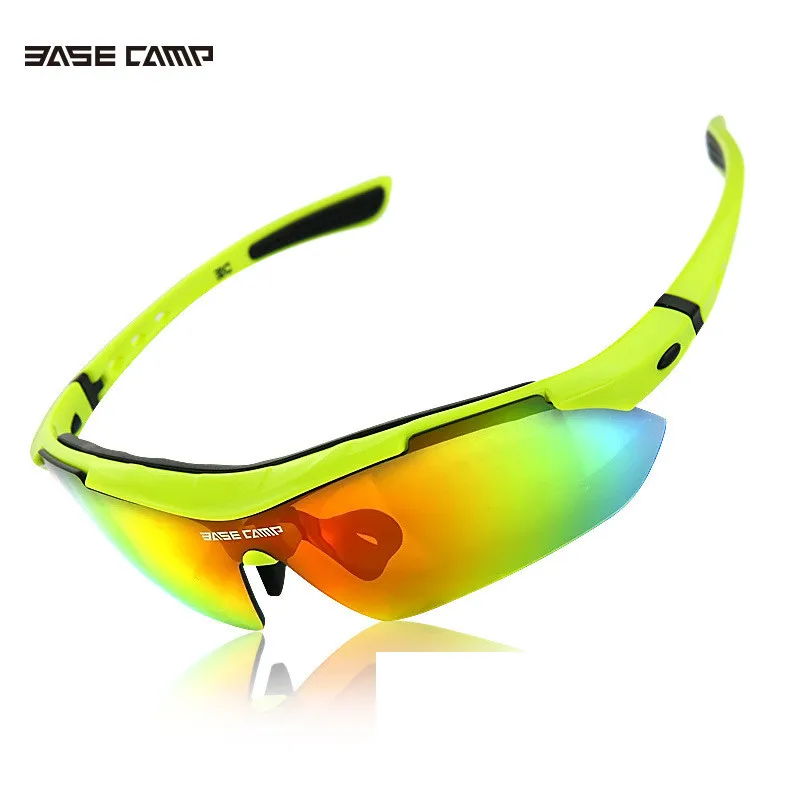 BASECAMP поляризационные велосипедные солнцезащитные очки 3 объектива велосипед велосипедные очки для верховой езды для походов спорта рыбалки беговые очки - Цвет: Зеленый