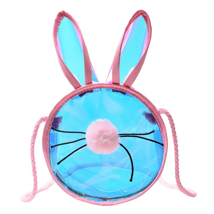 Милый стиль ПВХ желе сумка через плечо кролик форма Прозрачная Конфета цвет девушки модная сумка лазерные сумки на плечо - Цвет: B