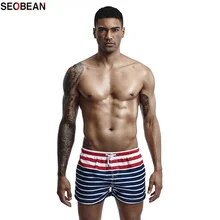 SEOBEAN мужская летняя пляжная повседневная спортивная одежда модные полосатые мужские быстросохнущие шорты для серфинга и пляжа