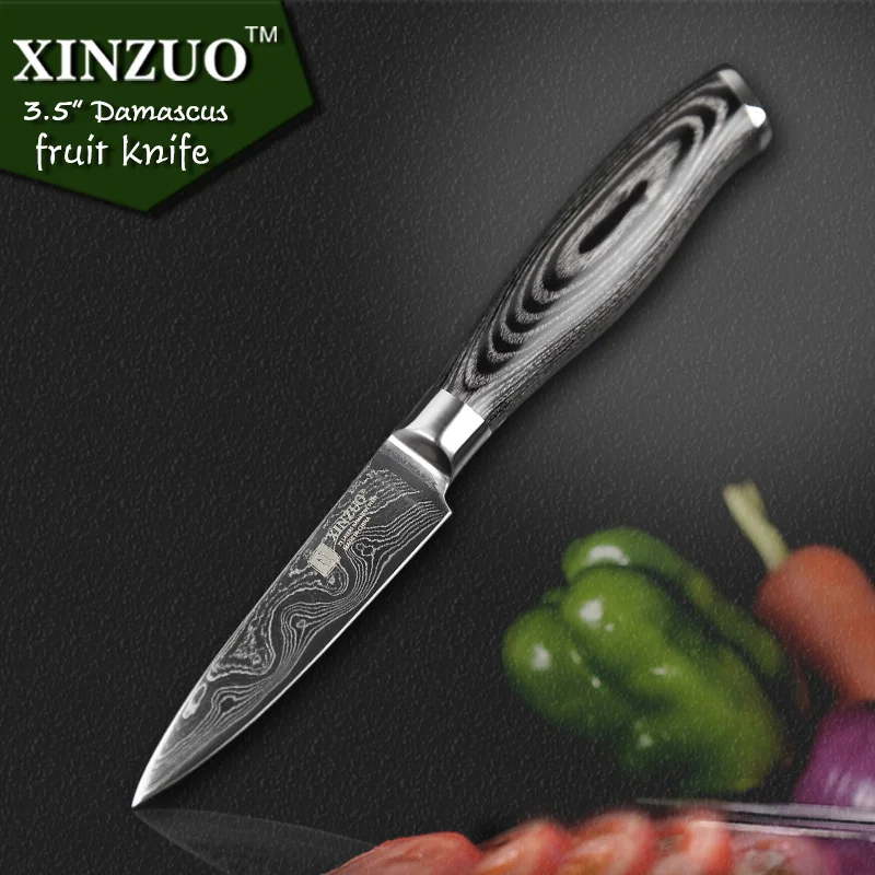 XINZUO 3 5 inch paring knife 73 layers Japan Damascus kitchen knife sharp peeling fruit knife