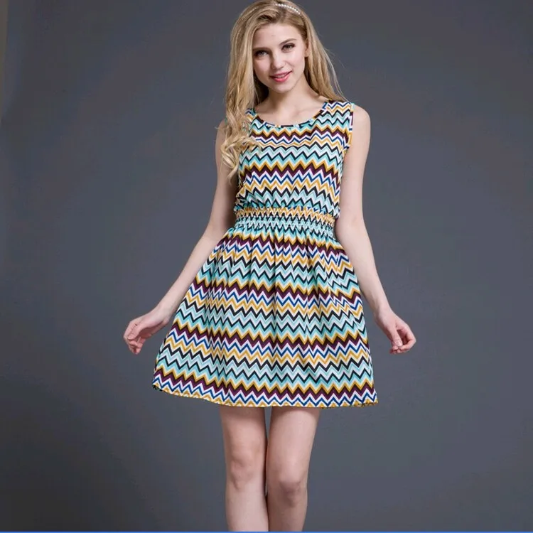 Fashion Chiffon Dress Sleeveless Floral Dress 5