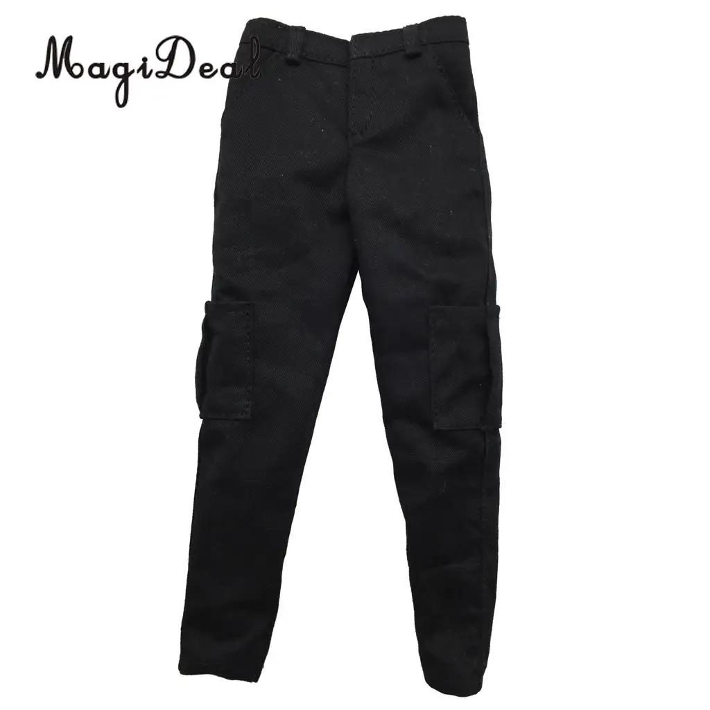 MagiDeal 1/6 Scale Mens Black Casual Pants Trousers for 12 Inch Male Action Figure Body   Dolls Accs