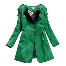 Новые зимние Тренч jaqueta couro Дамы бренд роскошных бархатным воротником с длинным Босоножки из искусственной PU кожи Для женщин Блейзер