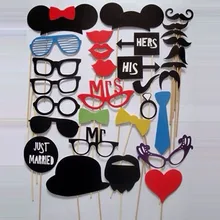 Photo Booth Props 31 Pcs/Set Photobooth For Wedding Birthday Party Photo Booth Props Glasses Mustache Lip On A Stick