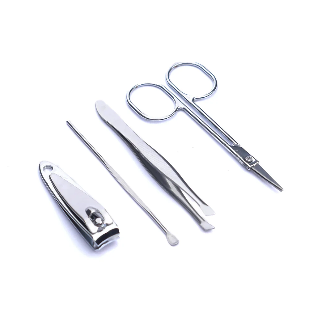 

4 Pcs/set Nail Clippers Scissors File Tweezers PVC Bag Case Mini Nail Manicure Tool Set High Quality Nail Care Kits