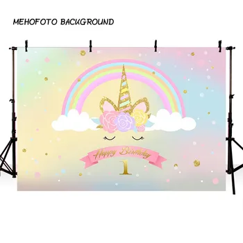 

backgrounds for photo studio Rainbow Unicorn Birthday Golden Child Party backdrop newborn Professional Customized Backgrounds