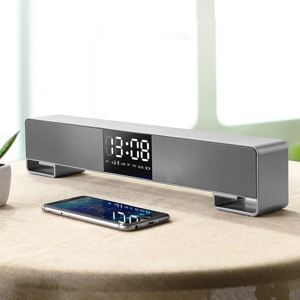 

Portable Column Bluetooth Speaker 3D Surround Subwoofer HIFI Soundbar LED Display FM Bluetooth Boombox for Phone TV Computer