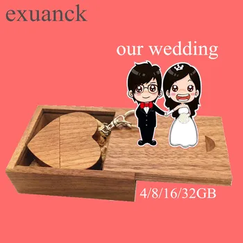 

exuanck Lovely Wooden Heart Usb 2.0 Flash Drive 32GB 4GB 8GB 16GB Merory Stick Pen Drive 64GB Wedding Gift Photography Custom