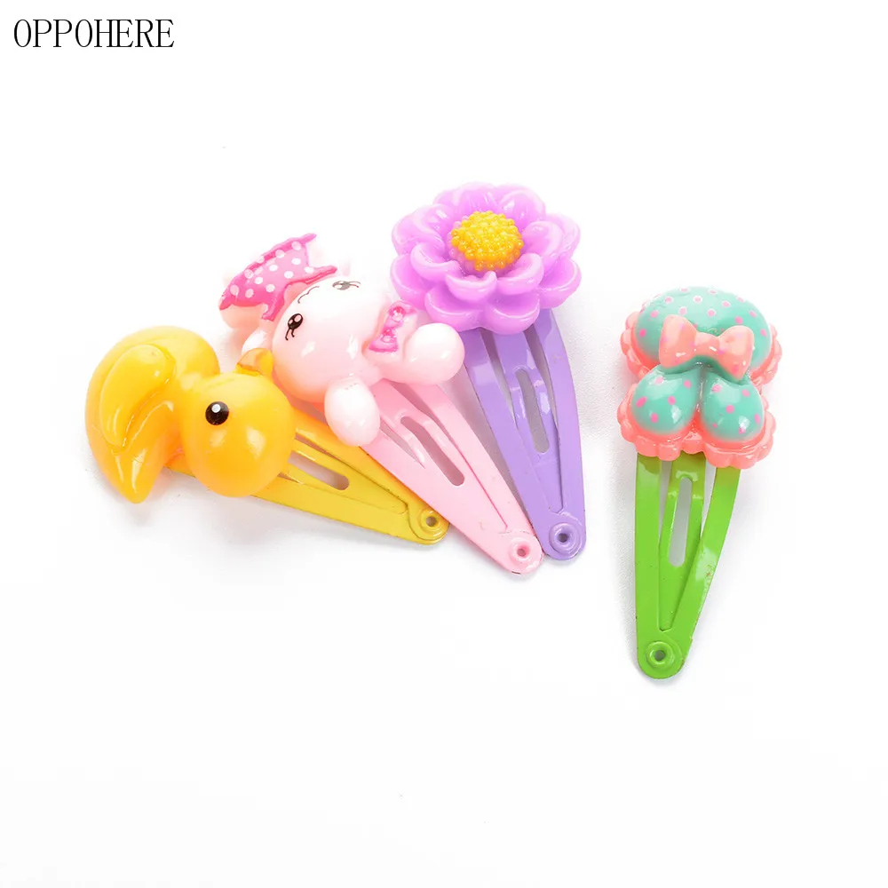 10 Pcs lot Cartoon Beads Candy Color Hair Clips Girls Kids Hairpin