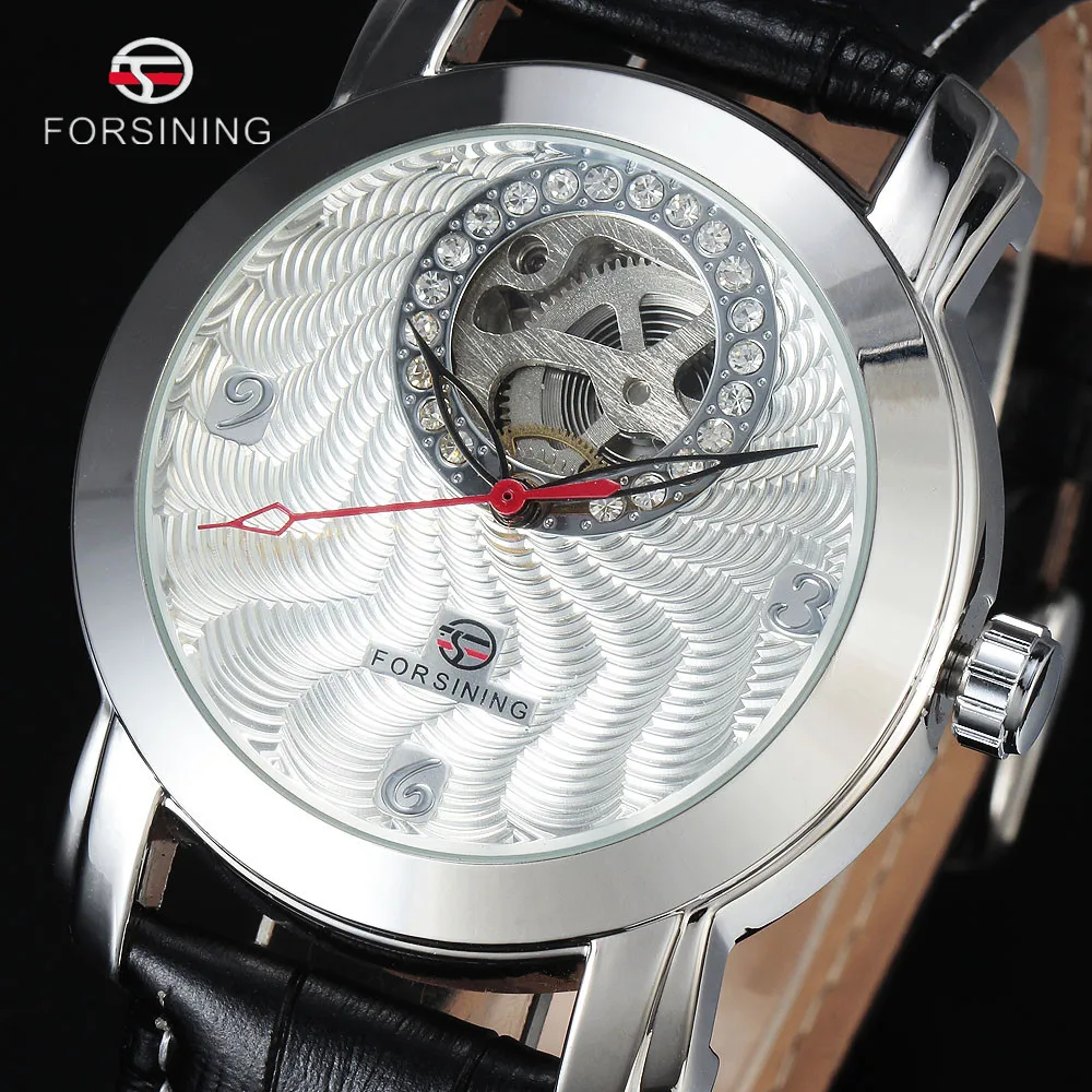 

Forsining Golden Luxury Corrugated Designer Mens Watches Top Brand Automatic Luxury Small Dial Diamond Display Skeleton Watch