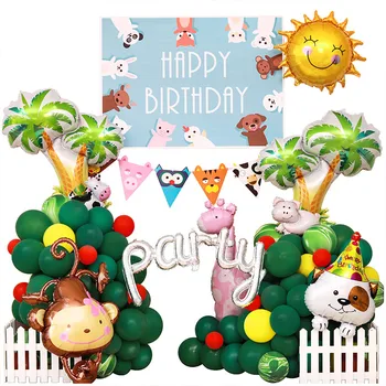 

Baby Birthday Party Ballons Accessories Decoration Cartoon Animal Balloon Children Theme Party Background Wall Home Decorations