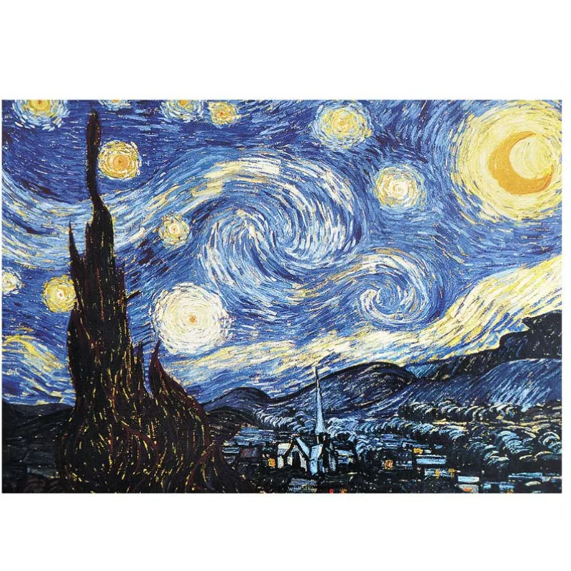

Mini 1000 pieces The Smallest Starry Night 3D Puzzle Difficult Famous Painting Thicker Paper Puzzle For Adult(Size 14.9"x 10.2)