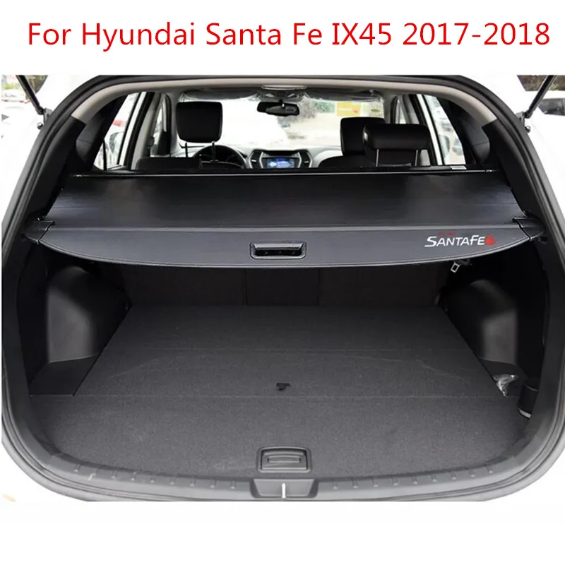 

Rear Parcel Shelf Trunk Cover Material Curtain Rear Curtain Retractable Spacer Rear Racks For Hyundai Santa Fe IX45 2017-2018