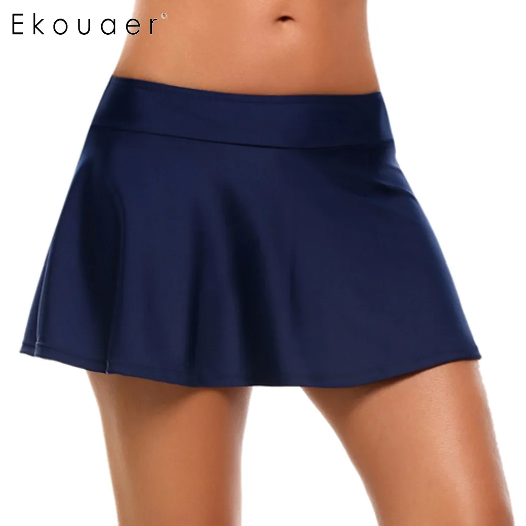 Ekouaer Women Mid Waist Solid Bikini Mini Skirt Summer Bikini Bottom Skirt 2018 New Swimwear Women Slim Fit Swimsuit Skirt Ekouaer Women Mid Waist Solid Bikini Mini Skirt Summer Bikini Bottom Skirt 2018 New Swimwear Women Slim Fit Swimsuit Skirt