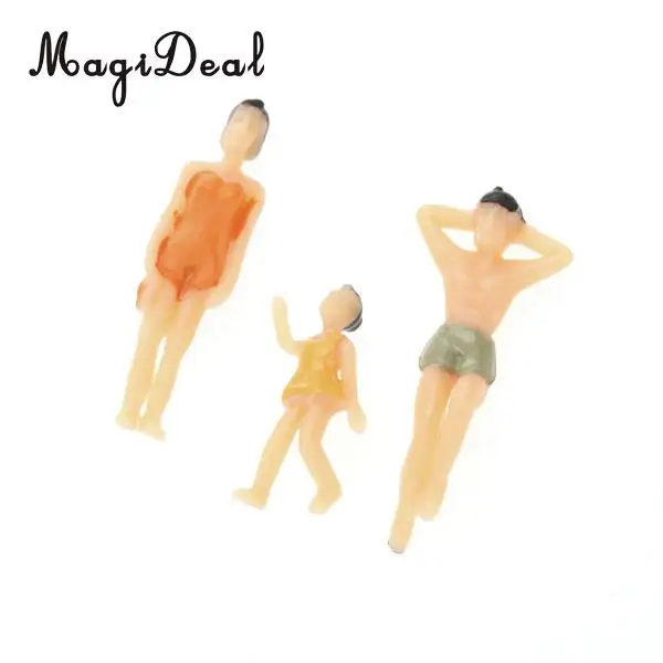 20Pcs/Pack Mix 1:50 O Scale Painted Model Summer Beach Swimming Pool Scene People Figure Dollhouse Art Craft Toys