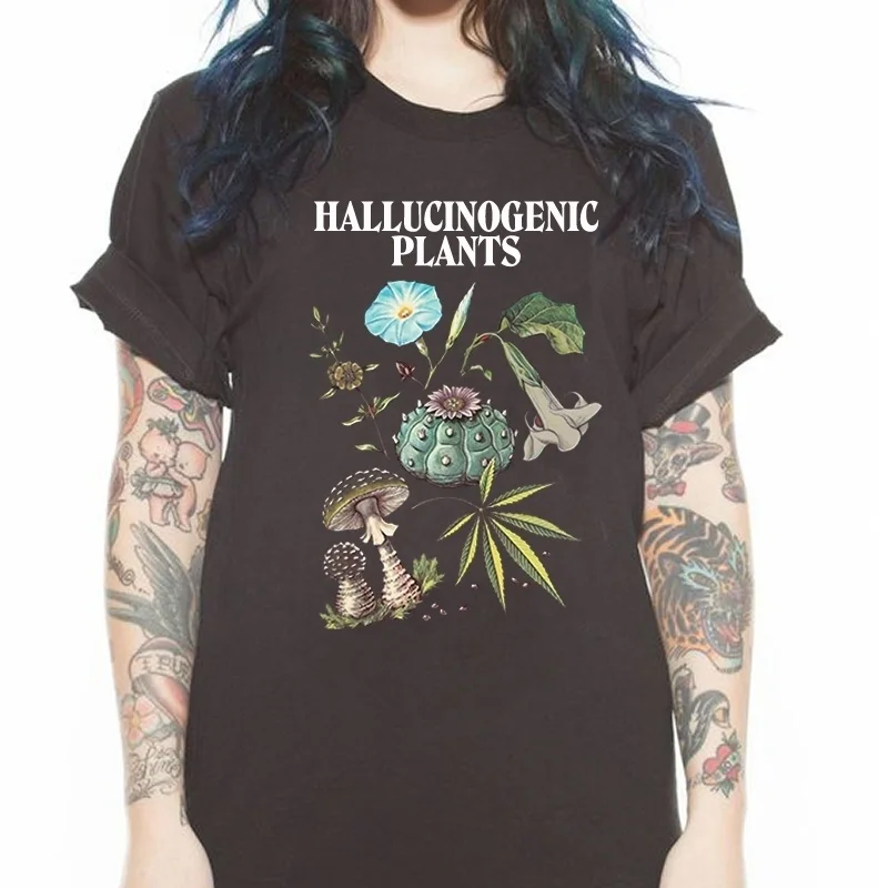 

Fashionshow-JF Unisex Hallucinogenic Plants T-Shirt Hipsters Vintage Style Fashion Marijuana Mushroom Tee Street Outfits