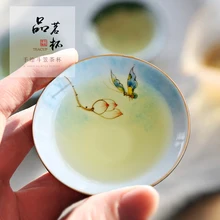 Ручная роспись кунг-фу чайная чашка голубой и белый фарфор китайский ручной работы мастер керамическая чашка одна зеленая чайная чашка