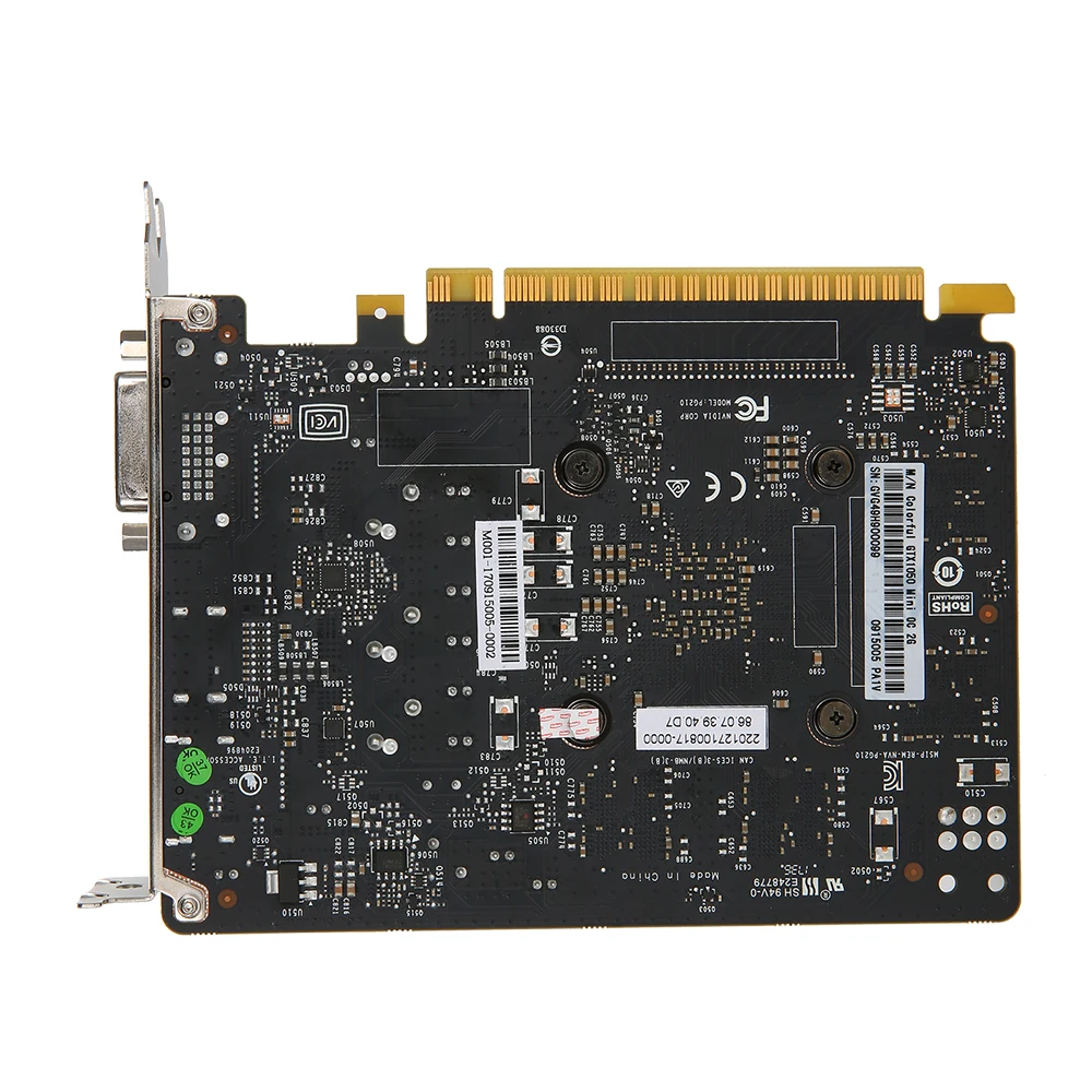Цветная видеокарта NVIDIA GeForce GTX1050 мини OC 2G Графика карты 1354/1455 MHz 7 Гбит/с GDDR5 128bit PCI-E 3,0 с HDMI DP DVI-D Порты и разъёмы