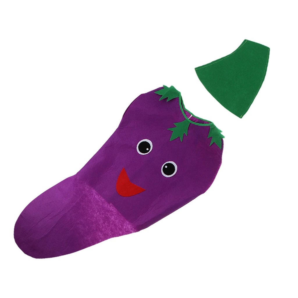 Kids Eggplant Costume Non-woven Fabric Vegetable Outfit Party Fancy Dress