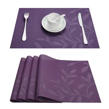 Set of 4 PVC Flower Pattern Placemats for Dining Table Runner Linens place mat in Kitchen Accessories Cup Wine mat