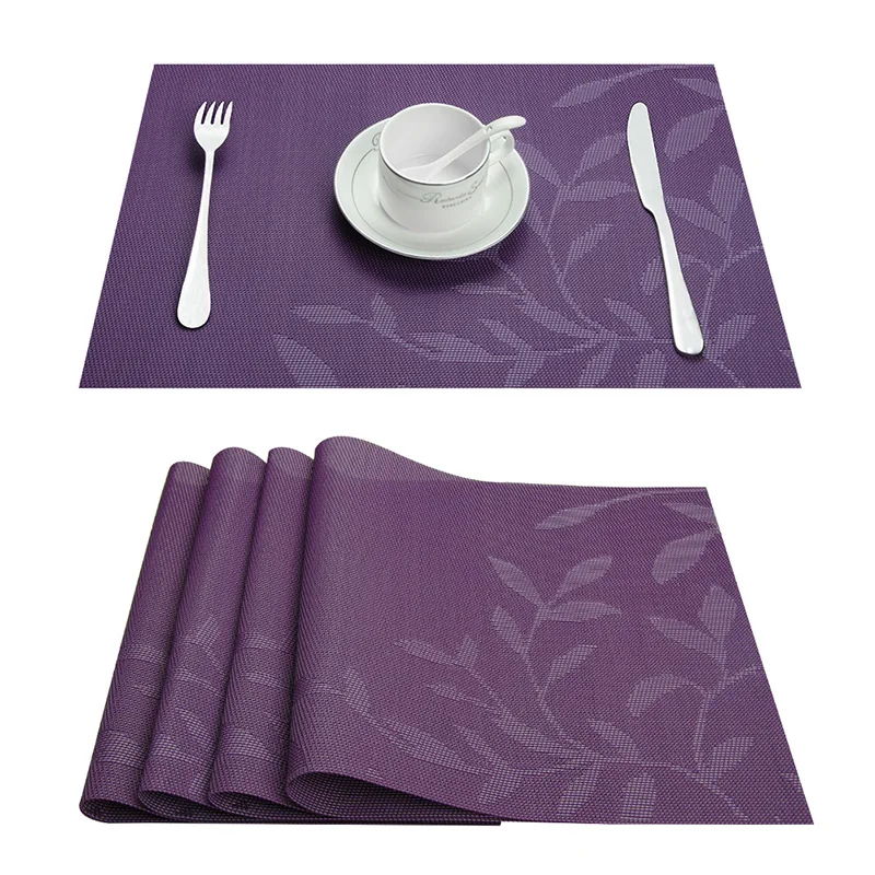 Set of 4 PVC Flower Pattern Placemats for Dining Table Runner Linens place mat in Kitchen Accessories Cup Wine mat